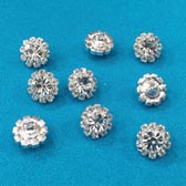 Virág alakú strasszos gomb 10 mm - CRYSTAL - SILVER